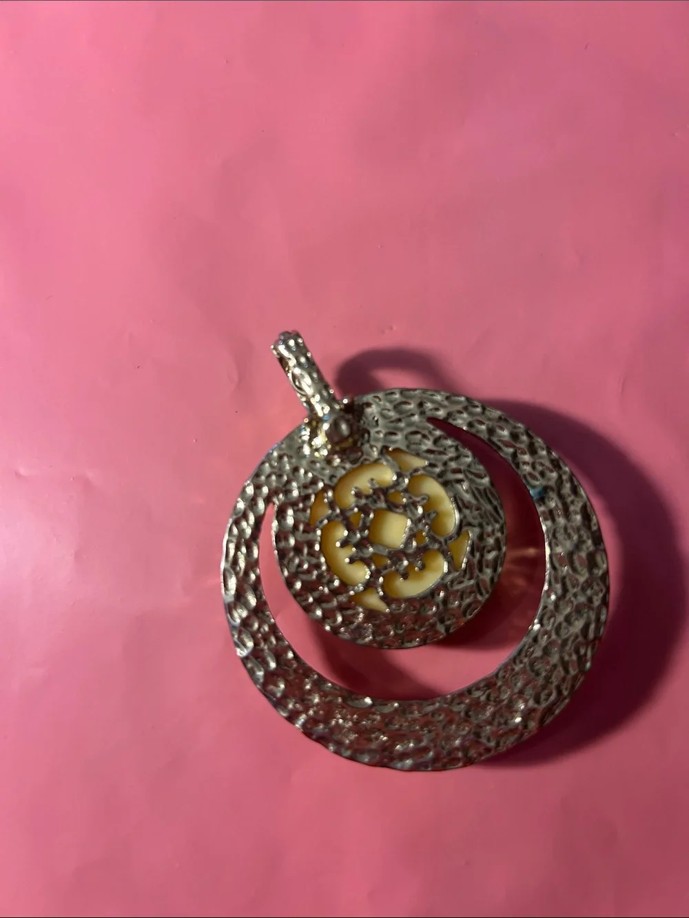 Premier Designs Long Pearl Necklace & Hammered Yellow Pendant Bundle